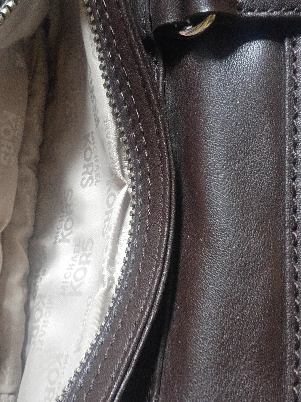 Michael Kors Brown Leather Travel Bag with Silver Hardware